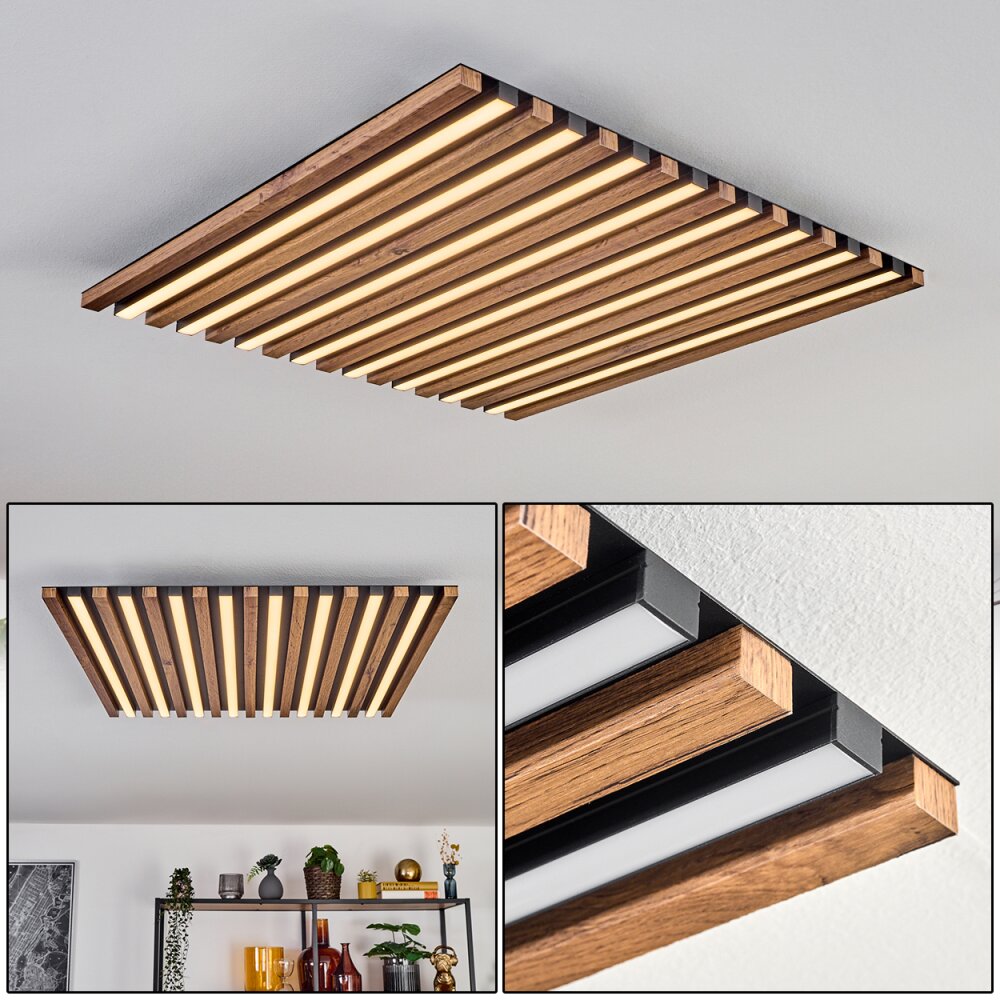 Tandragee Taklampa, Panel LED träoptik, Svart, 1-ljuskällor main product photo