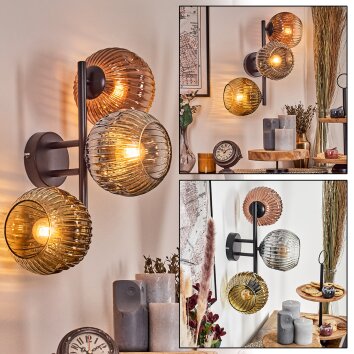 Ripoll kullampa, Vägglampa Krom, Guld, Klart, Kopparfärg, Rökfärger, 3-ljuskällor