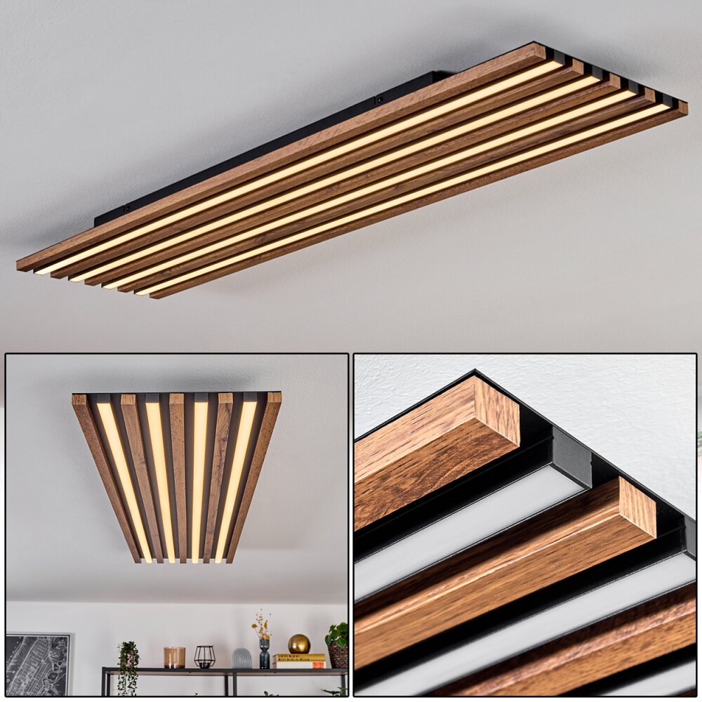 Tandragee Taklampa, Panel LED träoptik, Svart, 1-ljuskällor main product photo