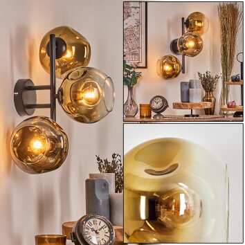 Ripoll kullampa, Vägglampa Guld, Klart, 3-ljuskällor