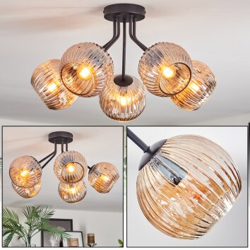 Ripoll Taklampa, kullampa Amber, 5-ljuskällor