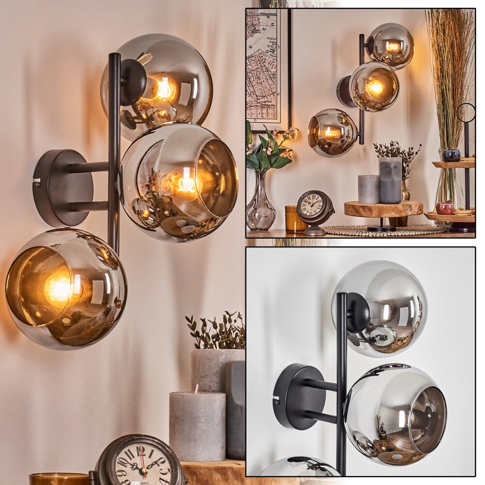 Koyoto kullampa, Vägglampa Krom, Rökfärger, 3-ljuskällor main product photo
