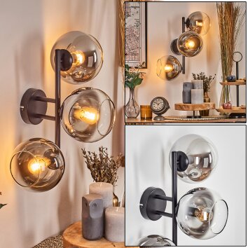 Koyoto kullampa, Vägglampa Krom, Klart, Rökfärger, 3-ljuskällor