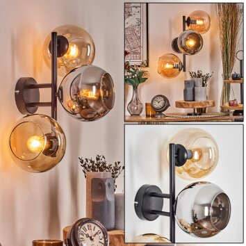 Koyoto kullampa, Vägglampa Amber, Krom, Rökfärger, 3-ljuskällor Koyoto kullampa, Vägglampa Amber, Krom, Rökfärger, 3-ljuskällor