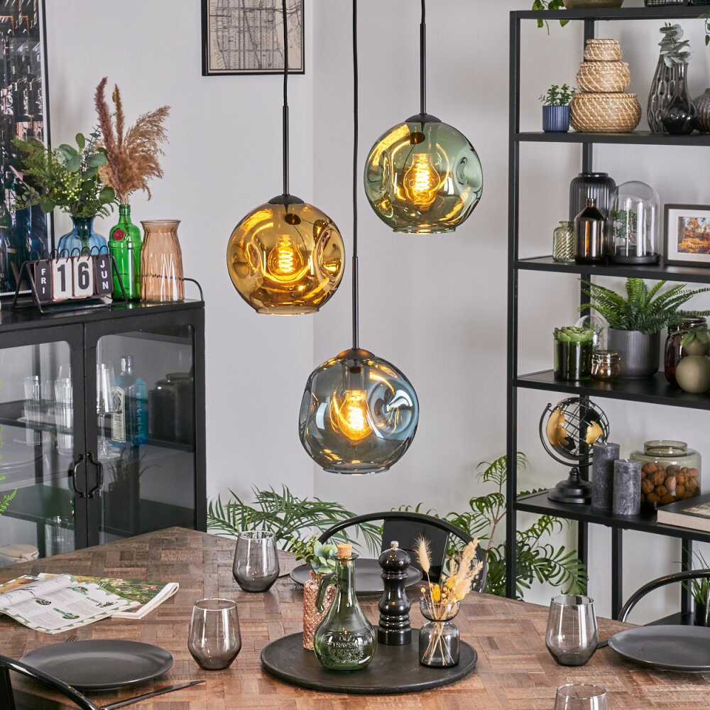 Ripoll Pendellampa, kullampa, Pendellampa Cluster Blå, Guld, Grön, 3-ljuskällor main product photo