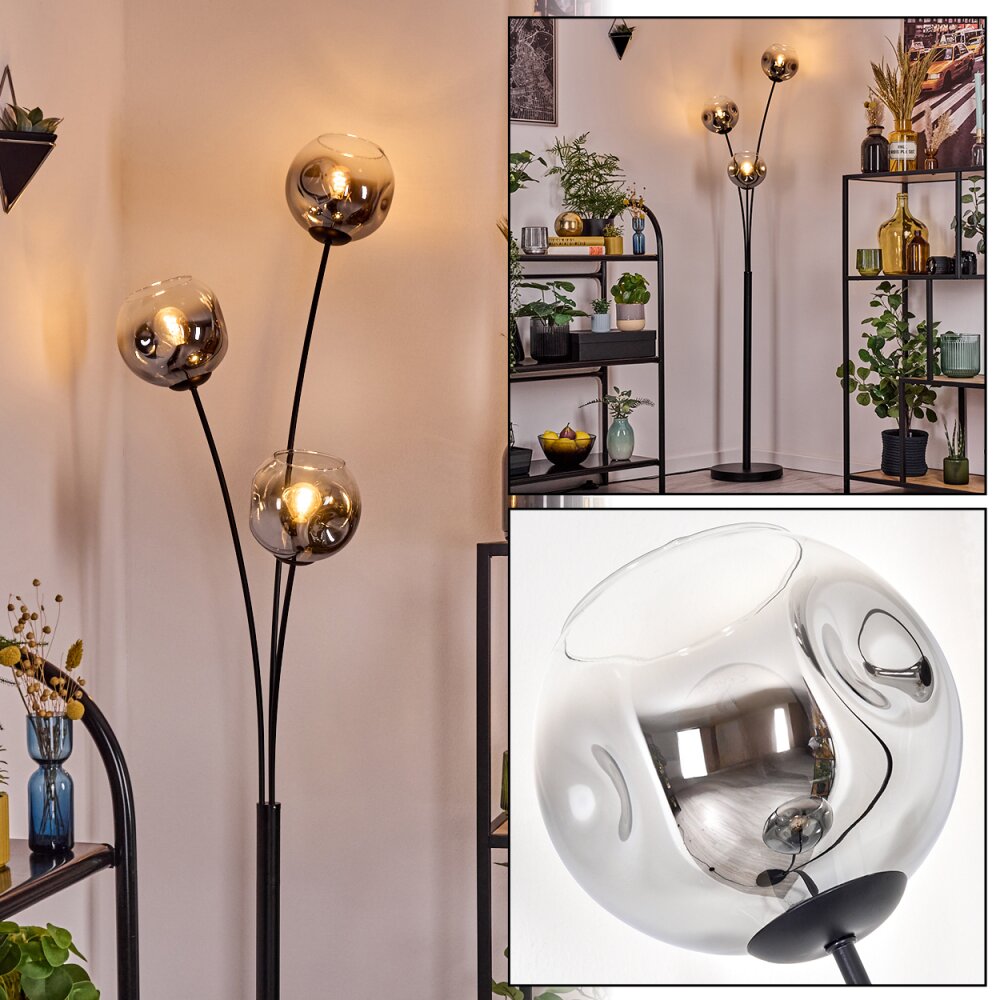 Ripoll kullampa, Golvlampa Krom, Klart, Rökfärger, 3-ljuskällor main product photo