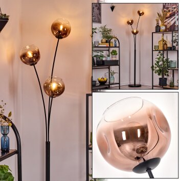 Ripoll kullampa, Golvlampa Klart, Kopparfärg, 3-ljuskällor