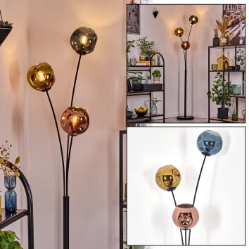 Ripoll kullampa, Golvlampa Blå, Guld, Kopparfärg, 3-ljuskällor