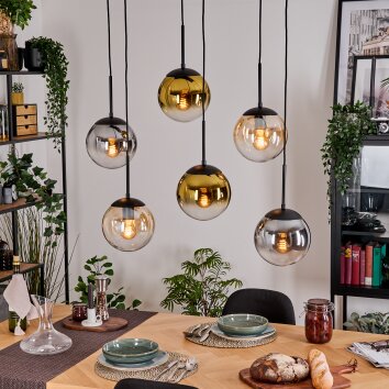 Gastor Pendellampa, kullampa, Pendelbelysning Amber, Guld, Klart, Rökfärger, 6-ljuskällor