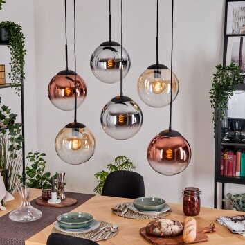 Gastor Pendellampa, kullampa, Pendelbelysning Amber, Krom, Klart, Kopparfärg, Rökfärger, 6-ljuskällor