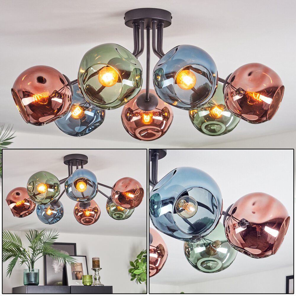 Ripoll Taklampa, kullampa Blå, Grön, Kopparfärg, 7-ljuskällor main product photo