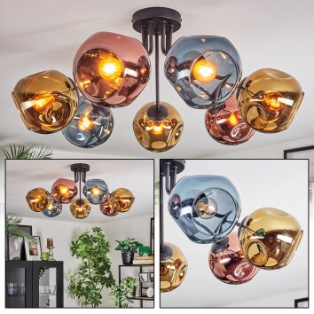 Ripoll Taklampa, kullampa Blå, Guld, Kopparfärg, 7-ljuskällor Ripoll Taklampa, kullampa Blå, Guld, Kopparfärg, 7-ljuskällor