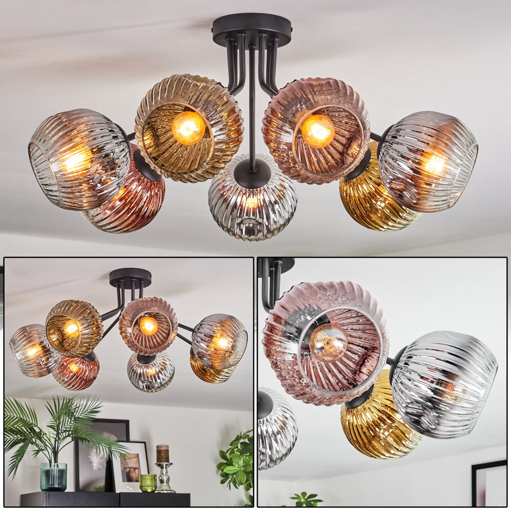 Ripoll Taklampa, kullampa Krom, Guld, Klart, Kopparfärg, Rökfärger, 7-ljuskällor main product photo