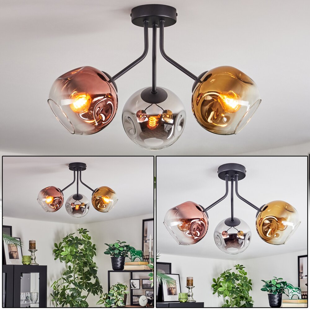 Ripoll Taklampa, kullampa Krom, Guld, Klart, Kopparfärg, Rökfärger, 3-ljuskällor main product photo