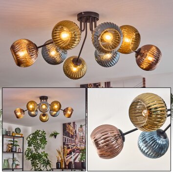 Koyoto Taklampa, kullampa 85 cm Blå, Guld, Kopparfärg, 8-ljuskällor