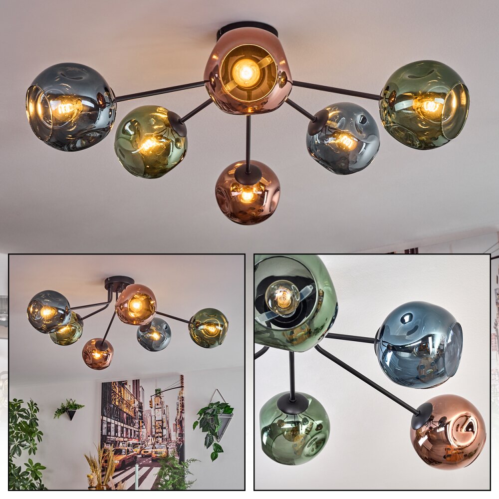 Ripoll Taklampa, kullampa Blå, Grön, Kopparfärg, 6-ljuskällor main product photo