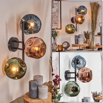 Ripoll kullampa, Vägglampa Blå, Grön, Kopparfärg, 3-ljuskällor