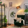 Bassagoda Golvlampa, Båglampor Kopparfärg, Svart, 1-ljuskällor, Tyg-lampskärm