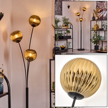 Koyoto kullampa, Golvlampa Guld, 3-ljuskällor Koyoto kullampa, Golvlampa Guld, 3-ljuskällor