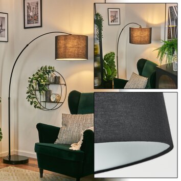 Bassagoda Golvlampa, Båglampor Svart, 1-ljuskällor, Tyg-lampskärm