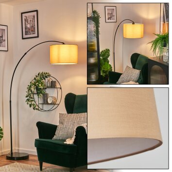 Soungou Golvlampa, Båglampor Svart, 1-ljuskällor, Tygskärm