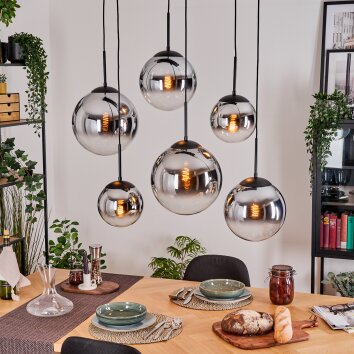 Gastor Pendellampa, kullampa, Pendelbelysning Krom, Klart, Rökfärger, 6-ljuskällor