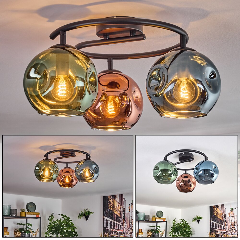 Ripoll Taklampa, kullampa Blå, Grön, Kopparfärg, 3-ljuskällor main product photo