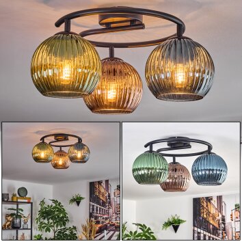 Koyoto Taklampa, kullampa 37 cm Blå, Grön, Kopparfärg, 3-ljuskällor Koyoto Taklampa, kullampa 37 cm Blå, Grön, Kopparfärg, 3-ljuskällor