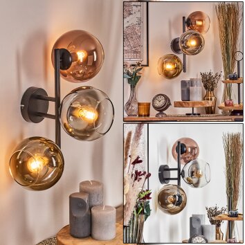 Koyoto kullampa, Vägglampa Krom, Guld, Klart, Kopparfärg, Rökfärger, 3-ljuskällor