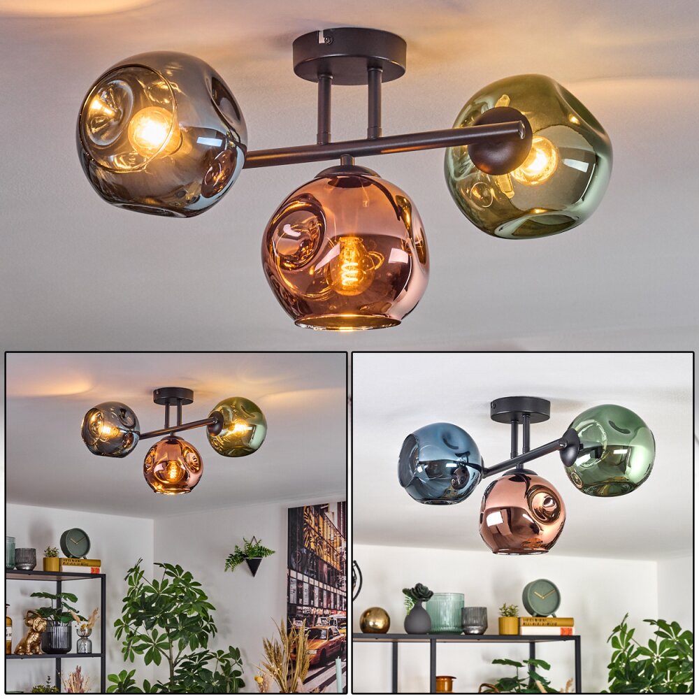 Ripoll Taklampa, kullampa Blå, Grön, Kopparfärg, 3-ljuskällor main product photo