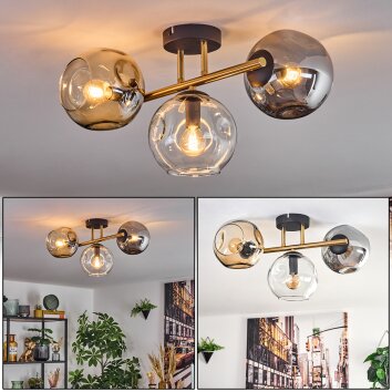 Ripoll Taklampa, kullampa Guld, Svart, 3-ljuskällor Ripoll Taklampa, kullampa Guld, Svart, 3-ljuskällor