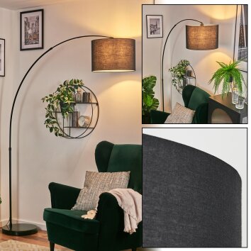 Bassagoda Golvlampa, Båglampor Svart, 1-ljuskällor, Tyg-lampskärm