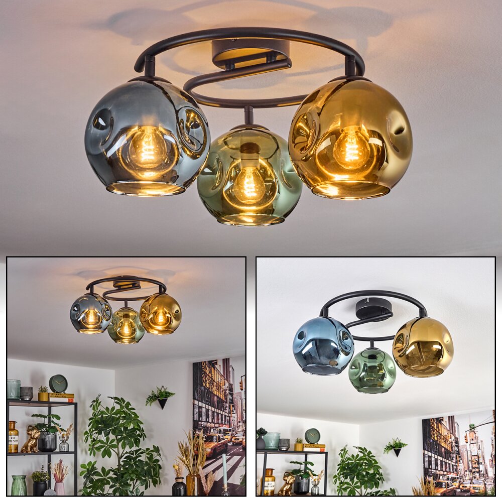 Ripoll Taklampa, kullampa Blå, Guld, Grön, 3-ljuskällor main product photo