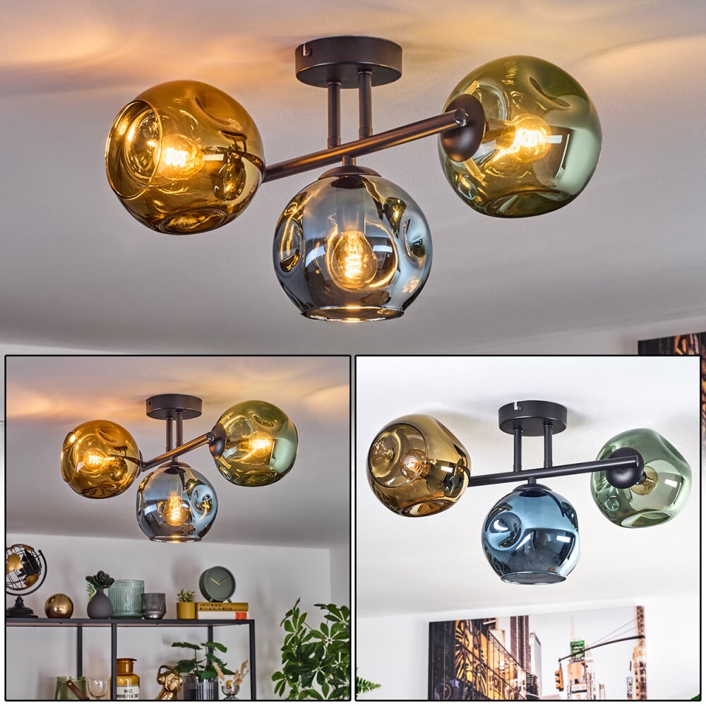 Ripoll Taklampa, kullampa Blå, Guld, Grön, 3-ljuskällor main product photo