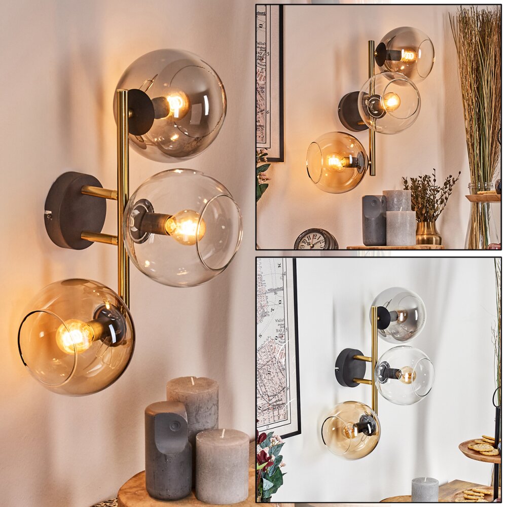 Koyoto kullampa, Vägglampa Guld, Svart, 3-ljuskällor main product photo