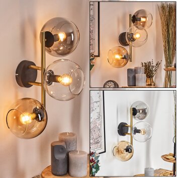 Koyoto kullampa, Vägglampa Guld, Svart, 3-ljuskällor Koyoto kullampa, Vägglampa Guld, Svart, 3-ljuskällor