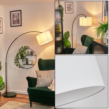 Bassagoda Golvlampa, Båglampor Svart, 1-ljuskällor, Tyg-lampskärm