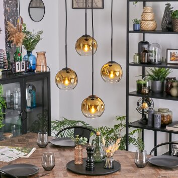 Ripoll Pendellampa, kullampa, Pendellampa Cluster Guld, Klart, 4-ljuskällor