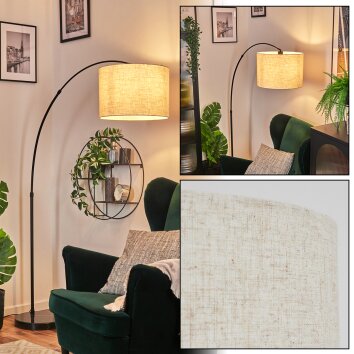 Bassagoda Golvlampa, Båglampor Svart, 1-ljuskällor, Tygskärm