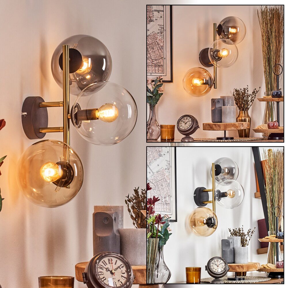 Gastor kullampa, Vägglampa Guld, Svart, 3-ljuskällor main product photo