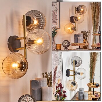Koyoto kullampa, Vägglampa Guld, Svart, 3-ljuskällor Koyoto kullampa, Vägglampa Guld, Svart, 3-ljuskällor