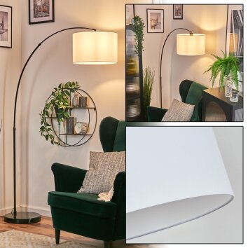 Soungou Golvlampa, Båglampor Krom, Svart, 1-ljuskällor, Tyg-lampskärm