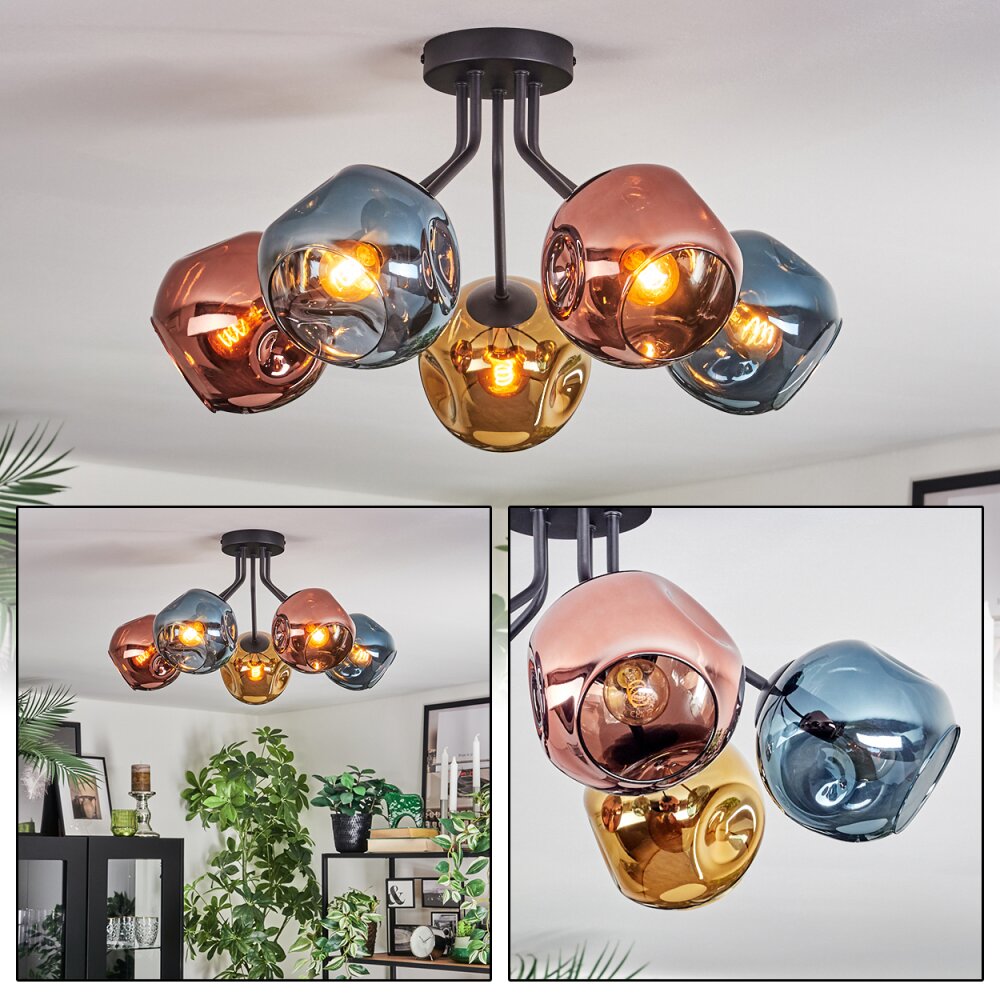 Ripoll Taklampa, kullampa Blå, Guld, Kopparfärg, 5-ljuskällor main product photo