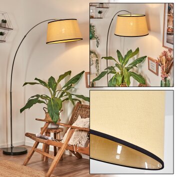 Chellas Golvlampa, Båglampor Krom, Svart, 1-ljuskällor, Tygskärm