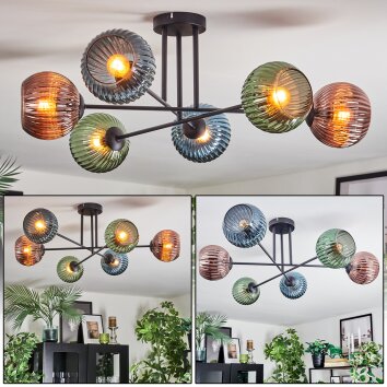 Koyoto Taklampa, kullampa 78 cm Blå, Grön, Kopparfärg, 6-ljuskällor