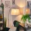 Bassagoda Golvlampa, Båglampor Nickel matt, Svart, 1-ljuskällor, Tyg-lampskärm