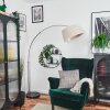 Bassagoda Golvlampa, Båglampor Nickel matt, Svart, 1-ljuskällor, Tyg-lampskärm