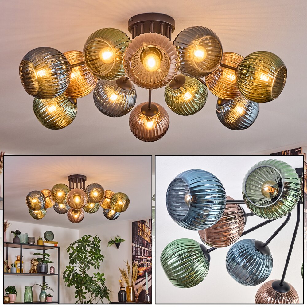 Koyoto Taklampa, kullampa 89 cm Blå, Grön, Kopparfärg, 12-ljuskällor main product photo