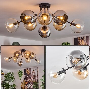 Koyoto Taklampa, kullampa 85 cm Amber, Krom, Klart, Rökfärger, 8-ljuskällor
