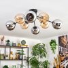 Koyoto Taklampa, kullampa 85 cm Amber, Krom, Rökfärger, 8-ljuskällor